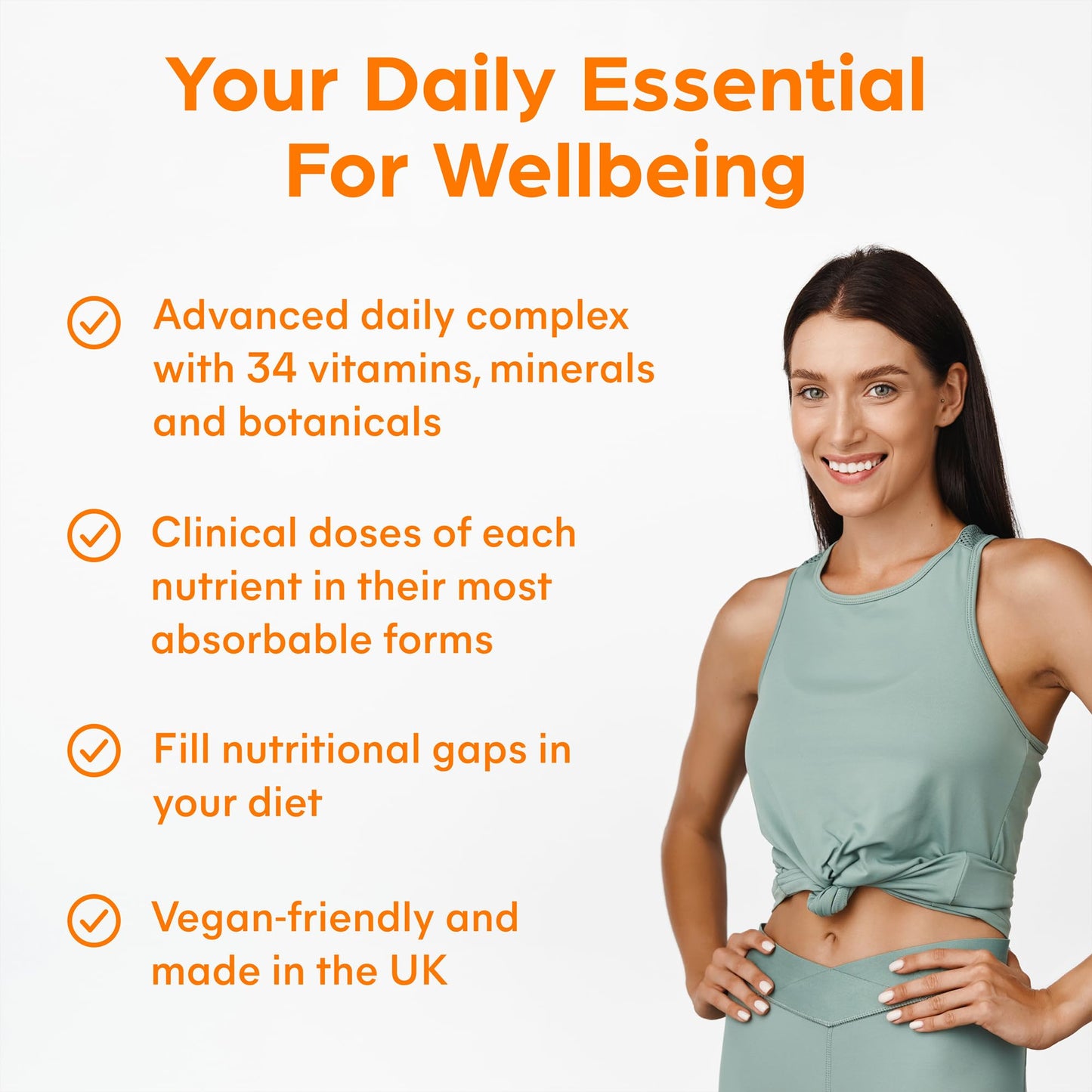 Multivitamins & Minerals Supplement - 34 Essential Nutrients - Daily Multivitamin Tablets for Men & Women - 60 Vegan Capsules - Made in The UK by Purolabs