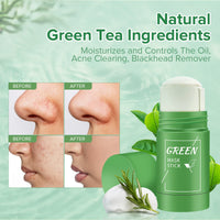 HZZYJ 2 Pack Green Tea Cleansing Mask Stick,Blackhead Remover Mask Stick,Purifying Clay Stick,Anti-Acne Oil Control & Clean Pores for All Skin Types Women and Men
