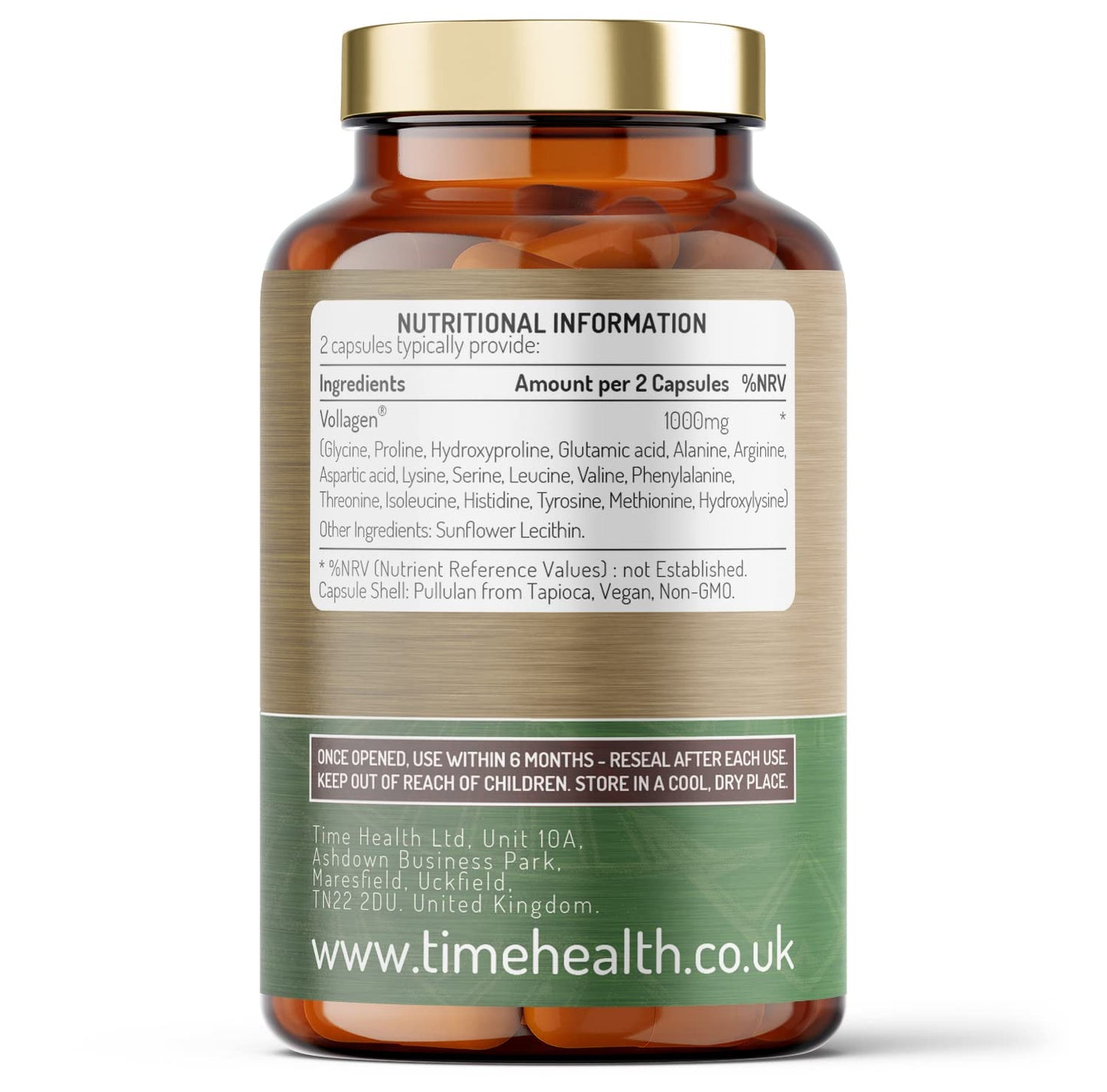 Vollagen® Advanced Vegan Collagen - 18 Amino Acid Complex in Ratio of Collagen - Studied Effectiveness - 120 Capsules - Vegetarian - Zero Additives - Pullulan