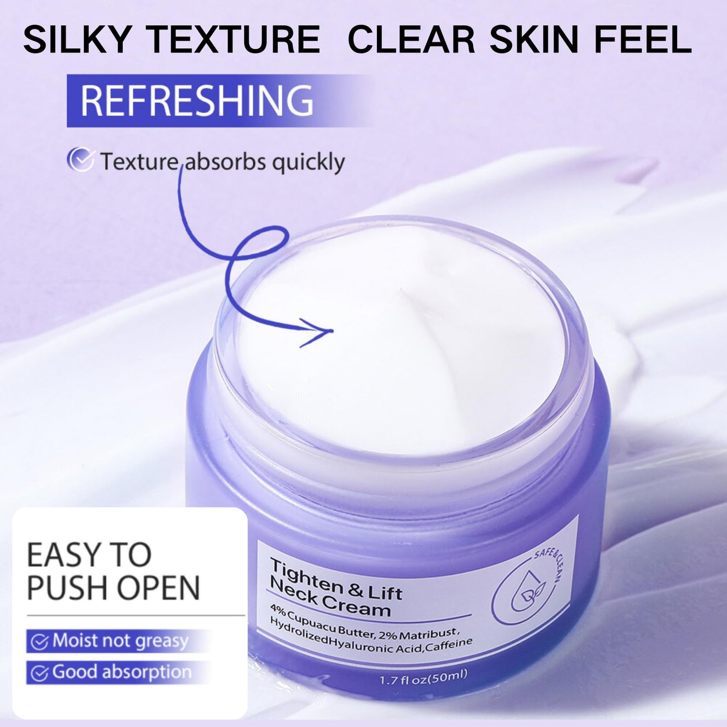 ISBEAUSOLS Tighten and Lift Neck Cream - Neck Cream - Neck Firming Cream - Best For Tightening Sagging Skin - Go Pure Neck Firming Cream - Skin Firming Cream For Moisturizing 50ml