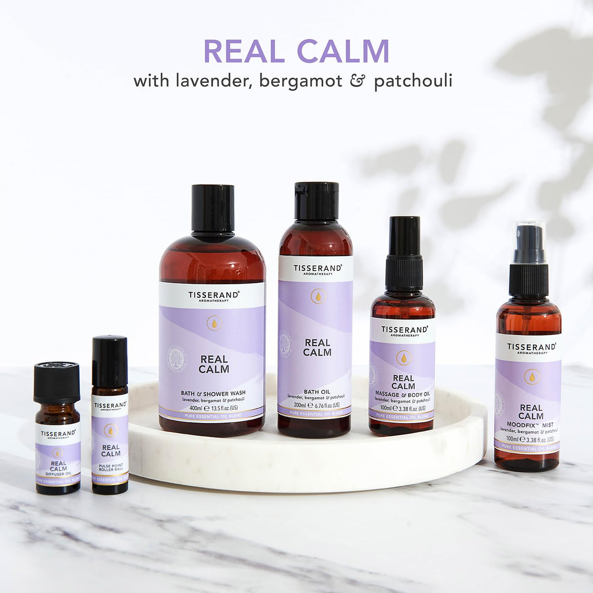 Tisserand - Real Calm Massage & Body Oil - 100% Pure Essential Oil - Lavender, Bergamot, and Patchouli - Calming Aromatherapy - 100ml
