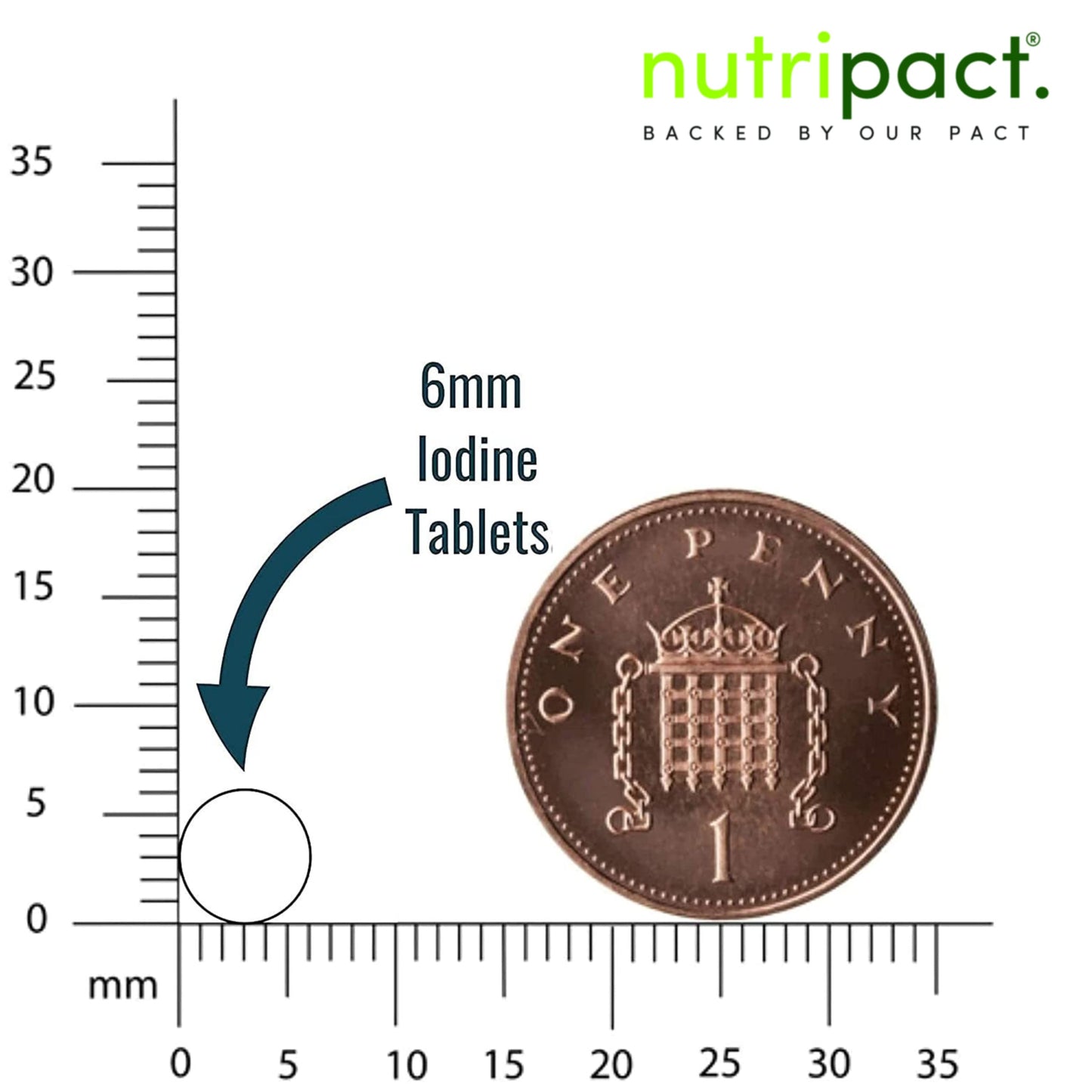 nutripact Iodine Supplement 150mcg Tablets - 180 Vegan Tablets - 6 Month Supply - Source of Iodine from Potassium Iodide - Suitable for Vegans - UK Made