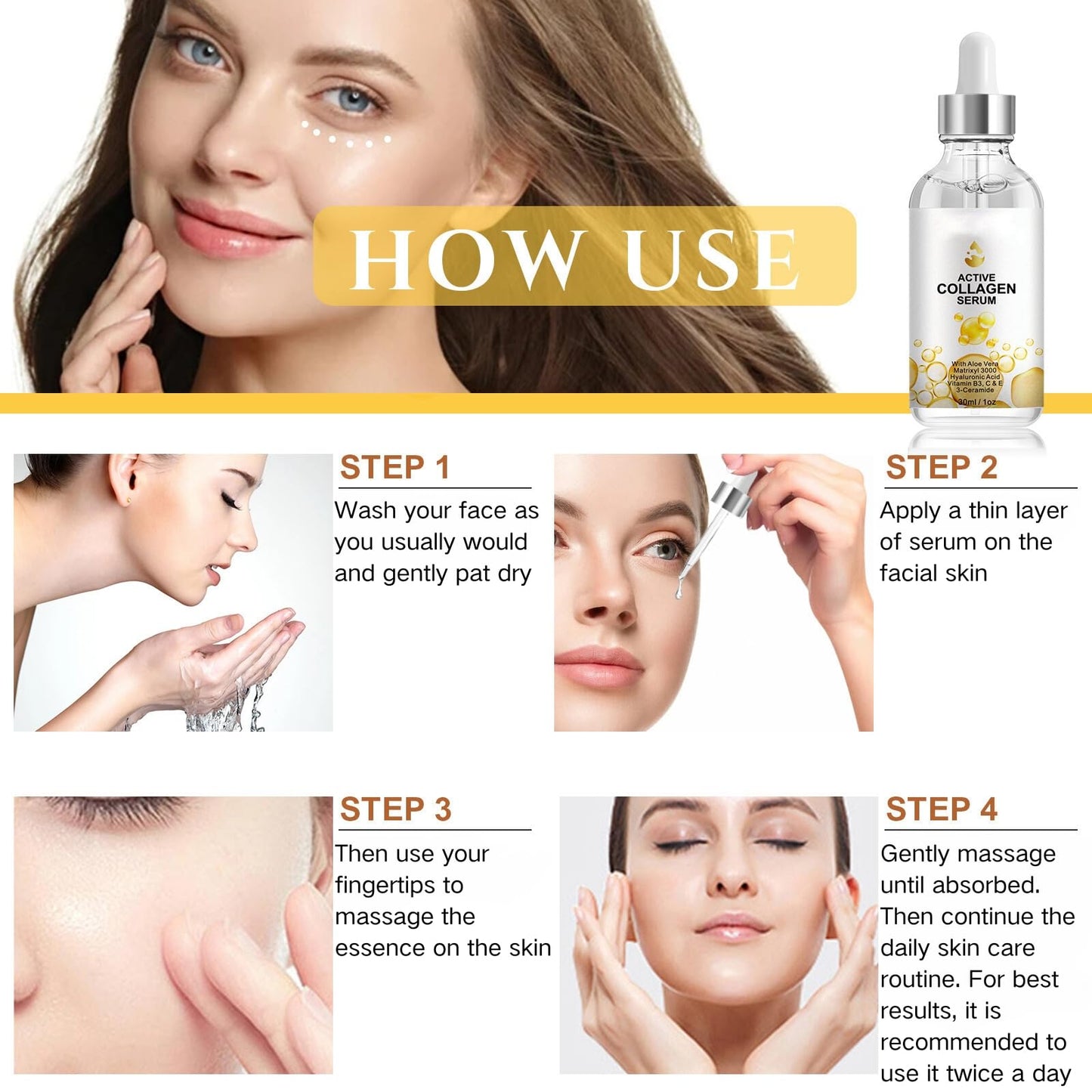 IZBEAUVO Collagen Serum,Vitamin C Serum For Face,Deep Wrinkle Filler For Women & Men,Boosts Collagen,Repairs,Moisturizing,Firming Face Cream,Skincare,With Hyaluronic Acid,Niacinamide,30ml