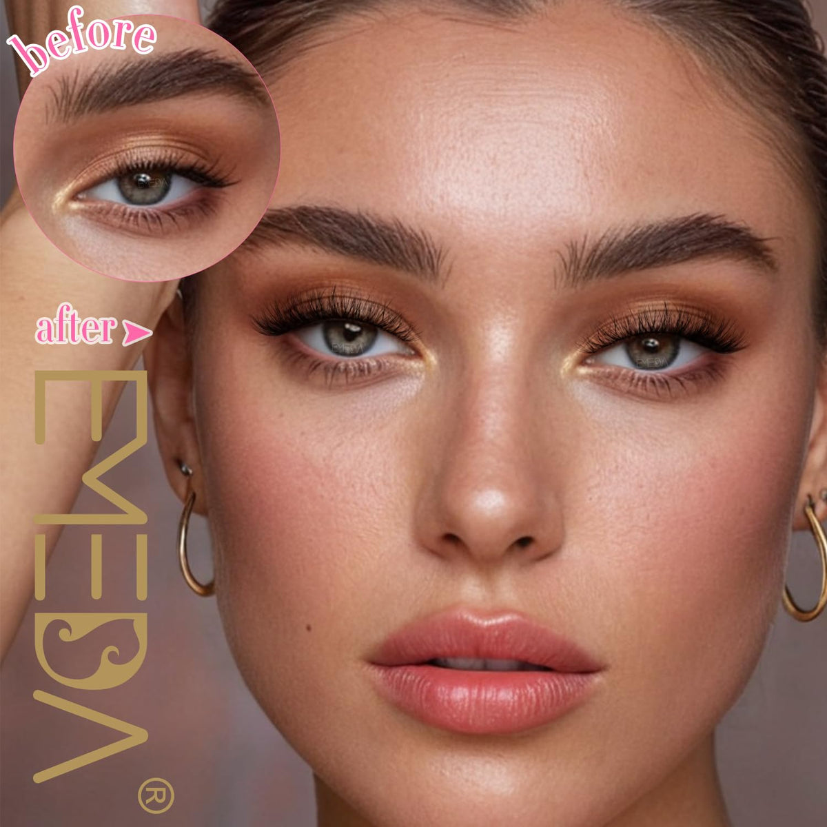 EMEDA 10 Pairs 3D Fake Lashes - Short, Soft, Reusable, Transparent Strip Lashes - Handmade, Natural Looking Eyelash
