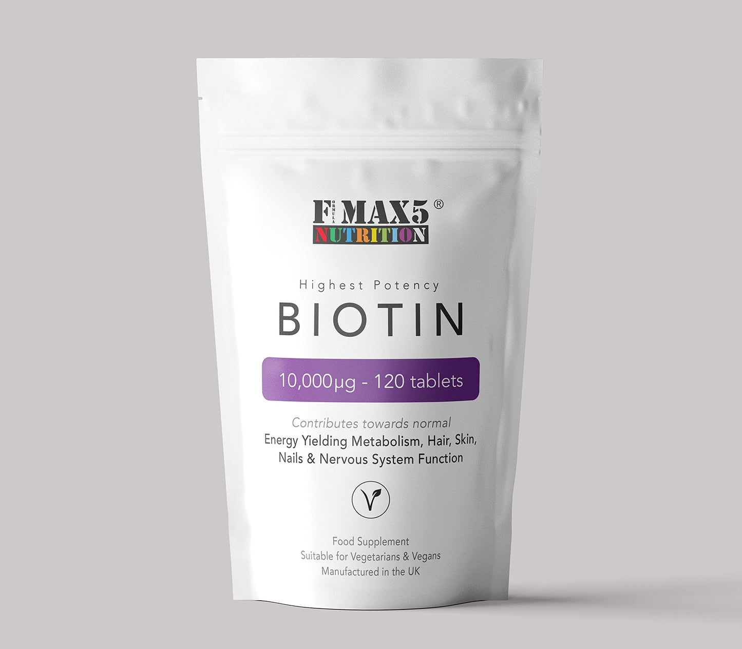 Biotin Hair Growth Supplement, 30-365 Tablets (1 Month to Full Year Supply) Biotin 10,000mcg by FMax5 Supplements (120)