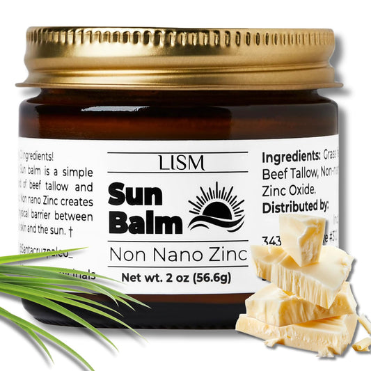Non Nano Zinc Oxide Sun Balm | Tallow Sunscreen | Non-Toxic Natural Mineral Sunscreen | Grass Fed Beef Tallow Moisturiser & Zinc Sunblock | Non-Greasy Reef Safe Formula for Face & Body | Women & Men