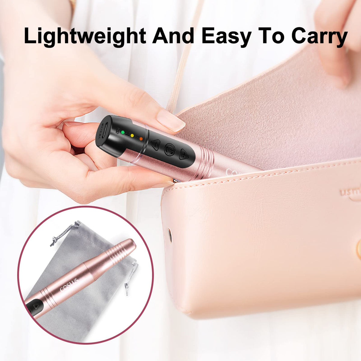 COSLUS Nail Drill Cordless Portable Electric Manicure and Pedicure Set, Professional Nail Files for Acrylic Gel Nails, 45 Nail Drill Kits, Cuticles Hard Skin, Adjustable Speed Rechargeable E File