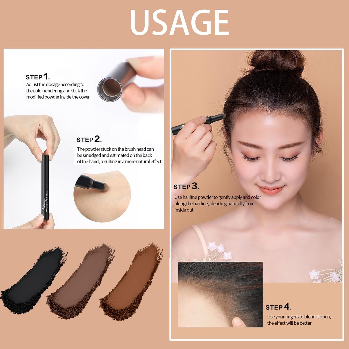 DMQ Root Touch Up Stick, Dark Brown Hairline Powder,Waterproof & Long LastingGrey Hair Coverage Beard,Semi-Permanent Hair Dye for Thinning Hair (Dark Brown, One Size)