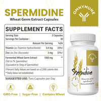 Spermidine Wheat Germ Extract Capsules - Spermidine Supplement 1300 mg Advanced Formula with Zinc for Mitochondrial Rescue, Immune System and Cell Renewal (60 Count (Pack of 1))