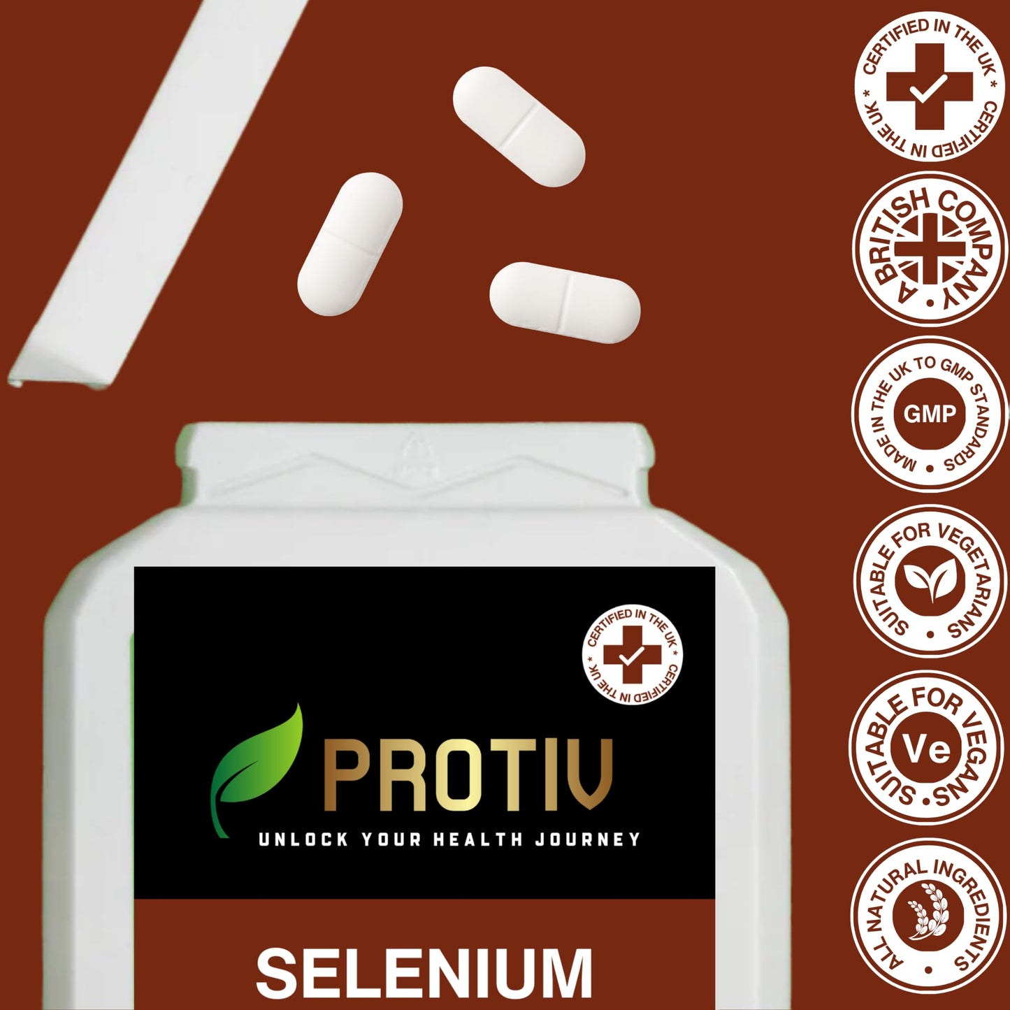 Protiv Selenium ACE 365 Tablets - Daily Supplement with Vitamins A, C & E - Antioxidant Immune Support - UK Manufactured to GMP Standards