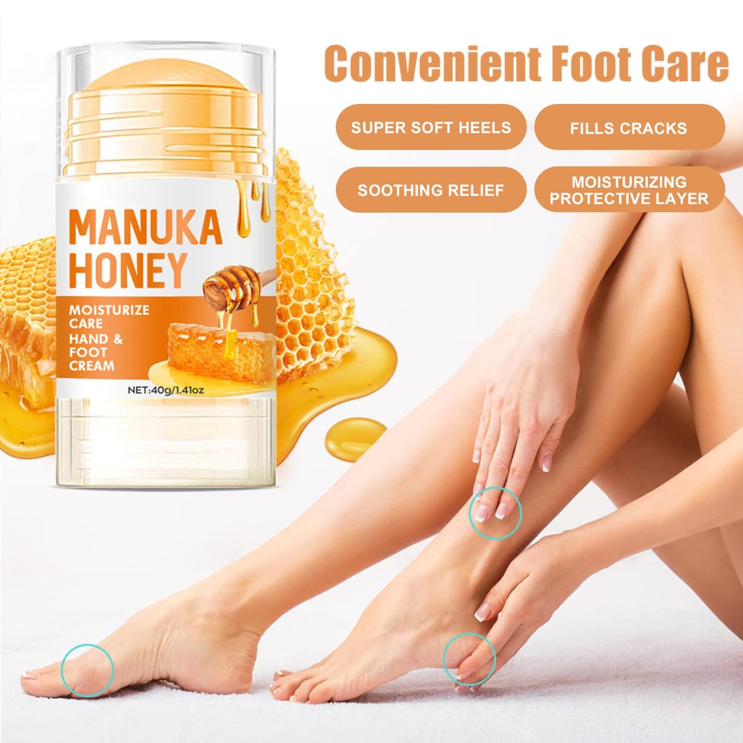 CTUBLIAUNX Cracked Heel Repair Cream with Manuka Honey – Foot Cream for Cracked Heels & Dry Skin, Fast-Absorbing Moisturizer for Rough, Peeling Feet