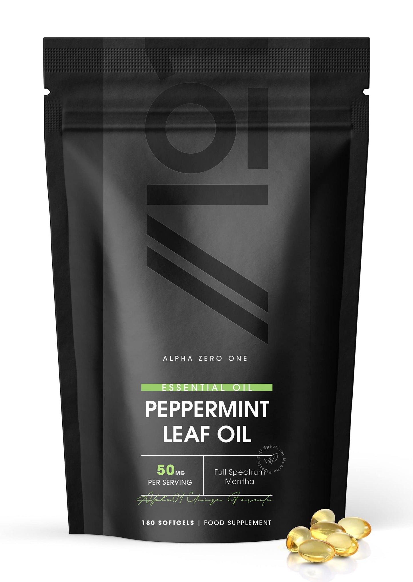 Peppermint Oil 50mg - 180 Capsule Softgels (6 Months Supply) - Fast Absorbing & Easy to Digest - 100% Natural Peppermint Oil Digestive Supplement