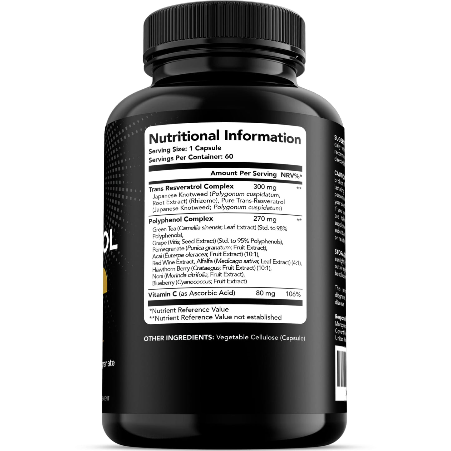 Trans Resveratrol Supplement 650mg | UK Made | 60 Capsules, 2 Month Supply | Antioxidant, Anti-Aging, Immune, Joint Support | Grape Skin, Pomegranate, Vitamin C | Rich in Polyphenols | Goodvita