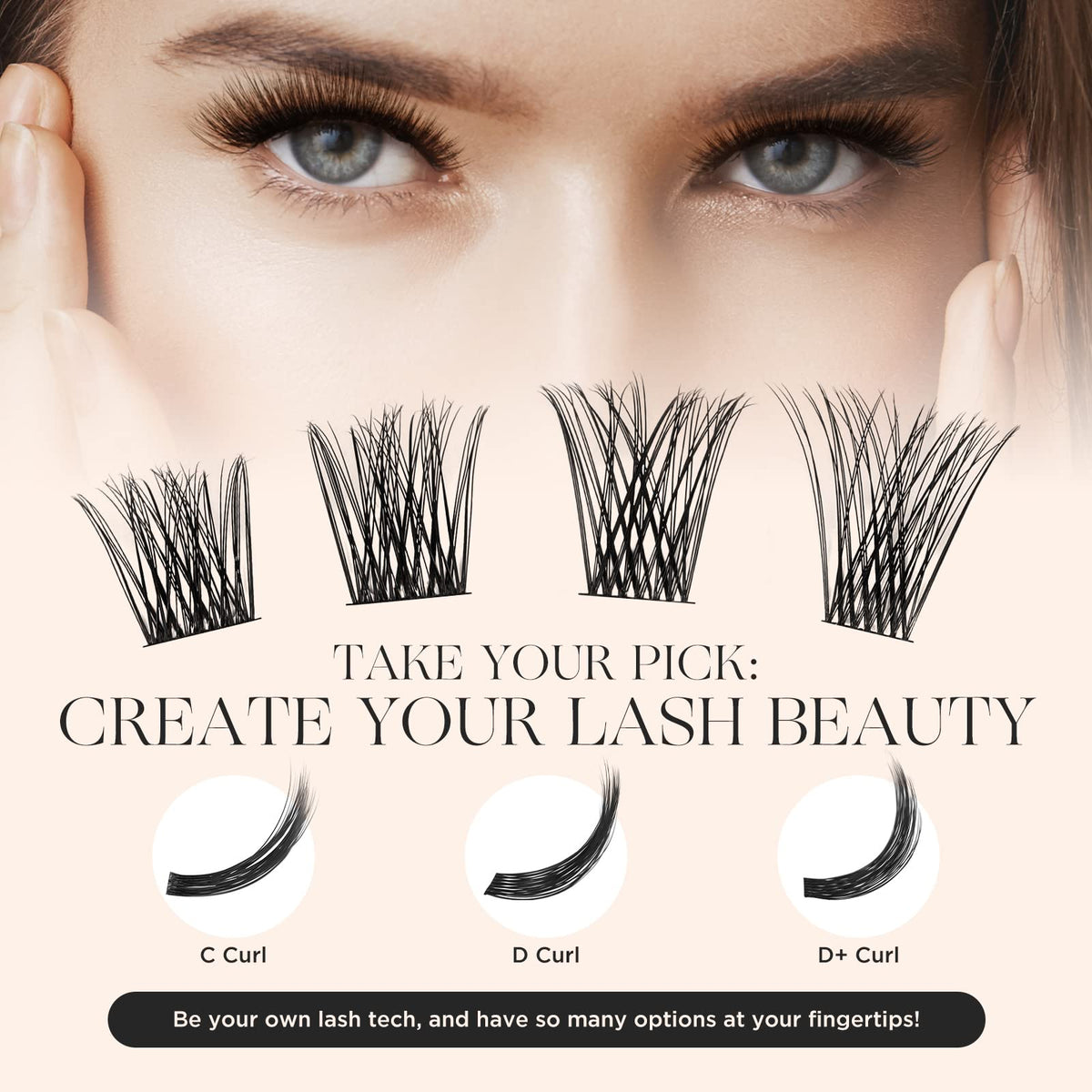 LASHVIEW Lash Clusters 144 Pcs Cluster Lashes DIY Cluster Eyelash Extensions Mega Volume Reusable Individual Lashes Cluster Volume Look Super Thin Band & Soft(Volume,D+-10-16mix)