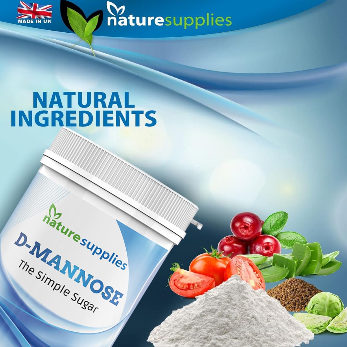 naturesupplies D Mannose Powder 50g Pack - Pure D-Mannose for Natural Support - (NOT D Mannose Capsules or Tablets) GMO Free, Vegan Friendly, No Chemicals - High Strength Dmannose Supplement by Naturesupplies
