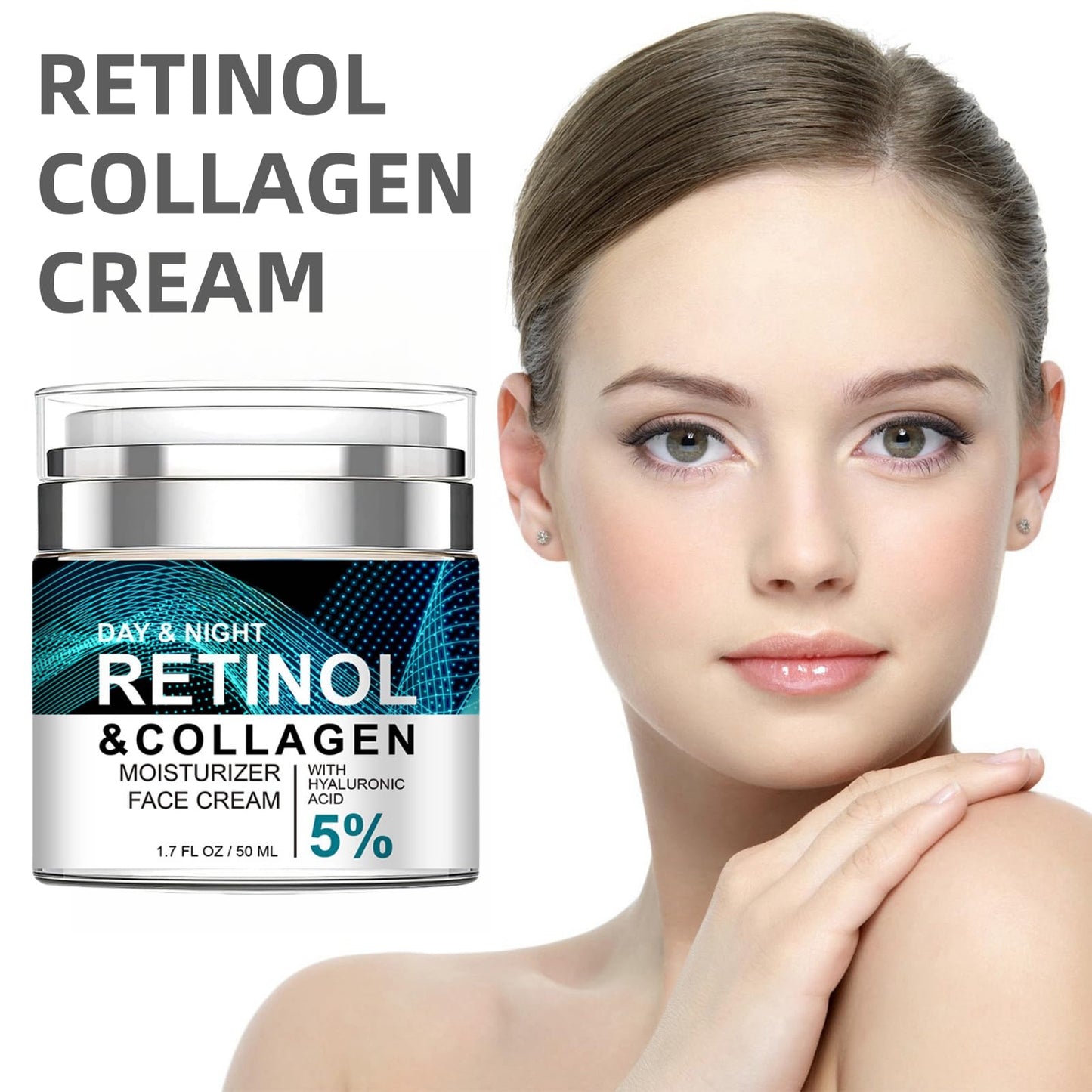 Oumun Retinol Collagen Cream for Face With 5% Hyaluronic Acid,Face Cream for Women,Retinol Face Cream With Collagen,Retinol Serum for Face,Anti-Aging Retinol Cream,Anti Wrinkle Face Cream,Night Moisturiser