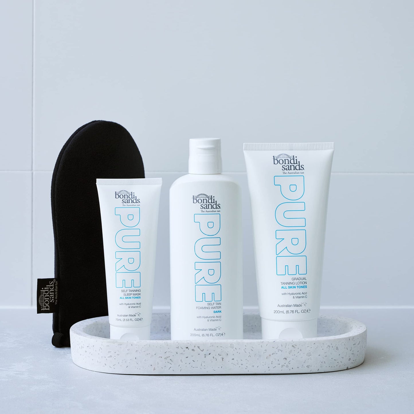 Bondi Sands PURE Dark Self-Tanning Foaming Water | Hydrating Formula Gives a Natural, Flawless Tan, Enriched with Hyaluronic Acid and Vitamins C + E, Vegan + Cruelty Free | 200 mL/6.76 Oz