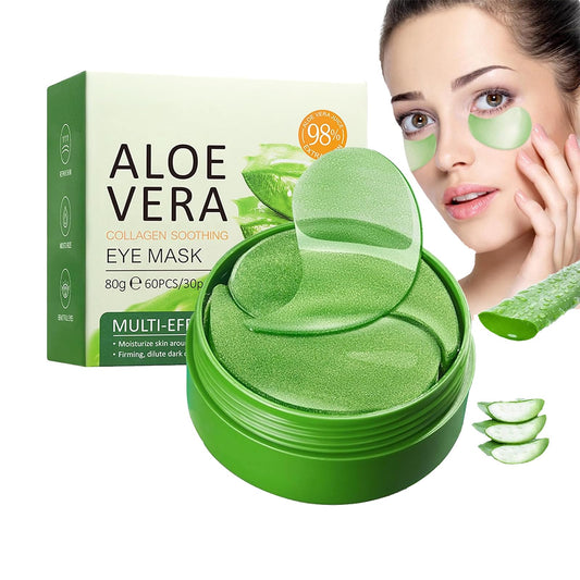 Sathychanpy 60 Pcs Under Eye Gel Patches,Aloe Vera Gel Eye Mask Skin Care,Eye Bags Remover,Moisturizing,Anti Aging,Anti Wrinkle,Dark Circles-Collagen Eye Patches