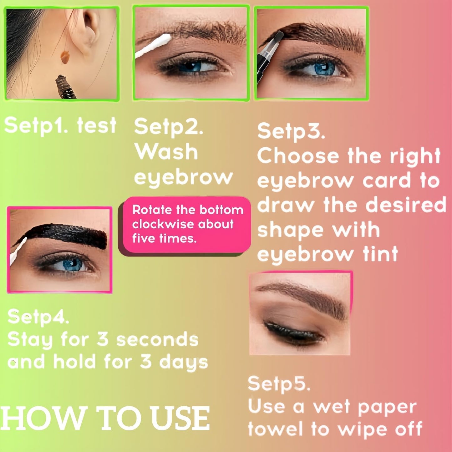 OuXing Eyebrow Tint,Semi-Permanent Eyebrow Dye,Eyebr-ow T-int Dark Brown,B/row Ti-nt Eye-brow Dye Kit with B/row Cards & Brush,Long-Lasting D/ye Eye/brow Gel,Waterproof Eye-brow T-int Pencil,02 Black