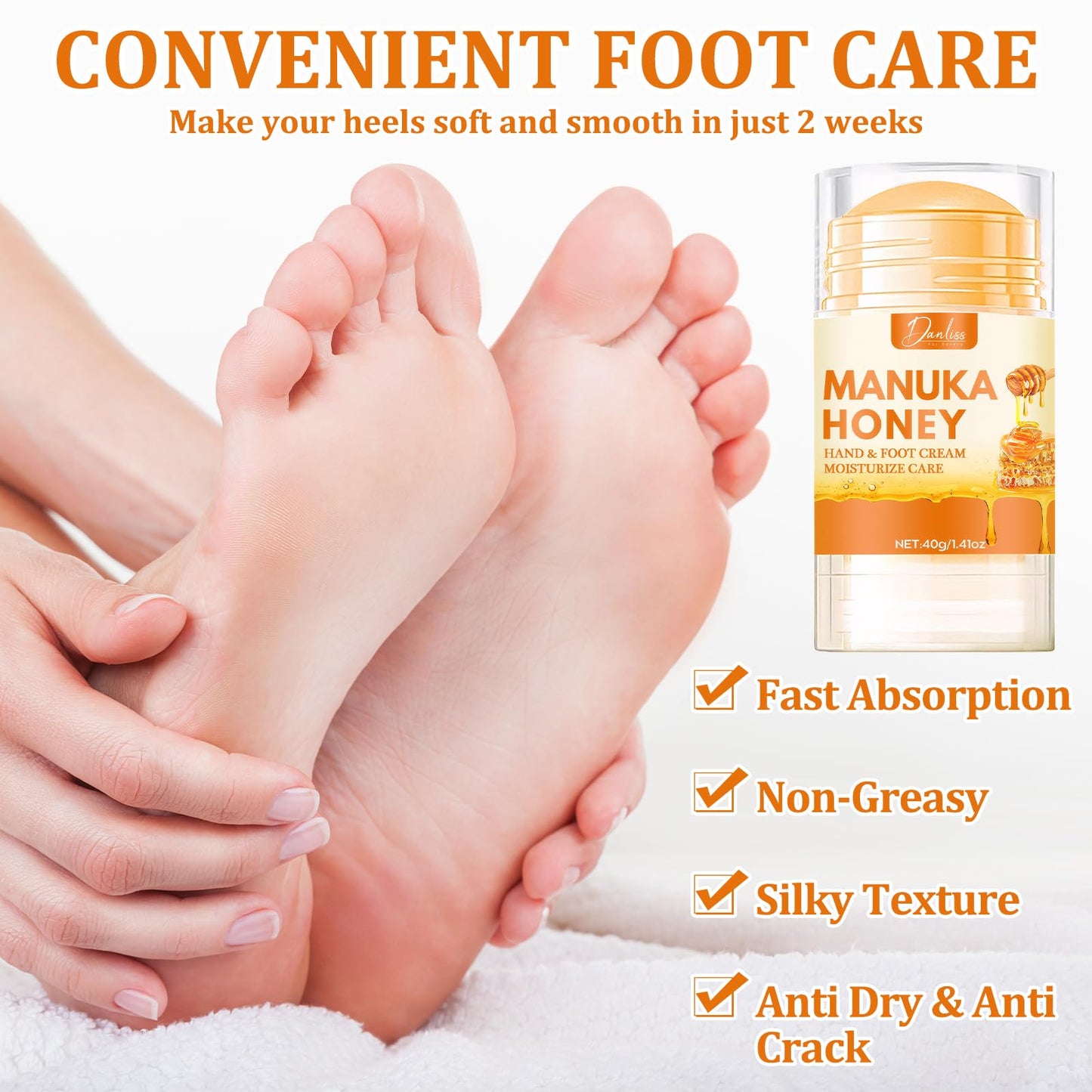 GMHLLES 3 Bottles Honey Foot Cream, Heel Balm for Cracked, Heel Cream for Deep Cracked Skin, Strong Moisturizing and Repairing, for Daily Skin Care for the Whole Body (40g*3)