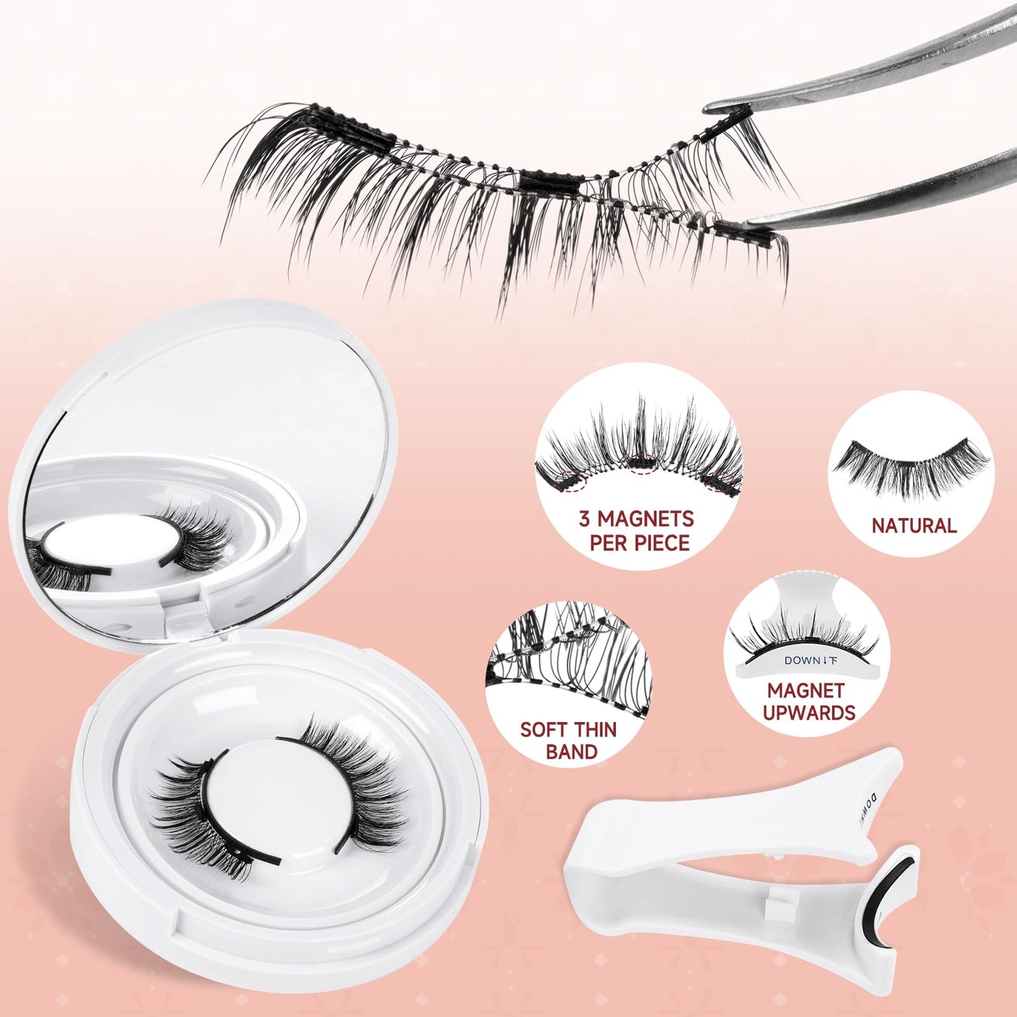 Magnetic-Lashes with Applicator, Higu clace Magnetic-Eyelashes No Glue or Eyeliner Needed, 1 Pair Reusable Magnetic Eye Lashes Kit Natural Look, Eyelashes Magnetic Easy to Wear and Remove(STYLE F)