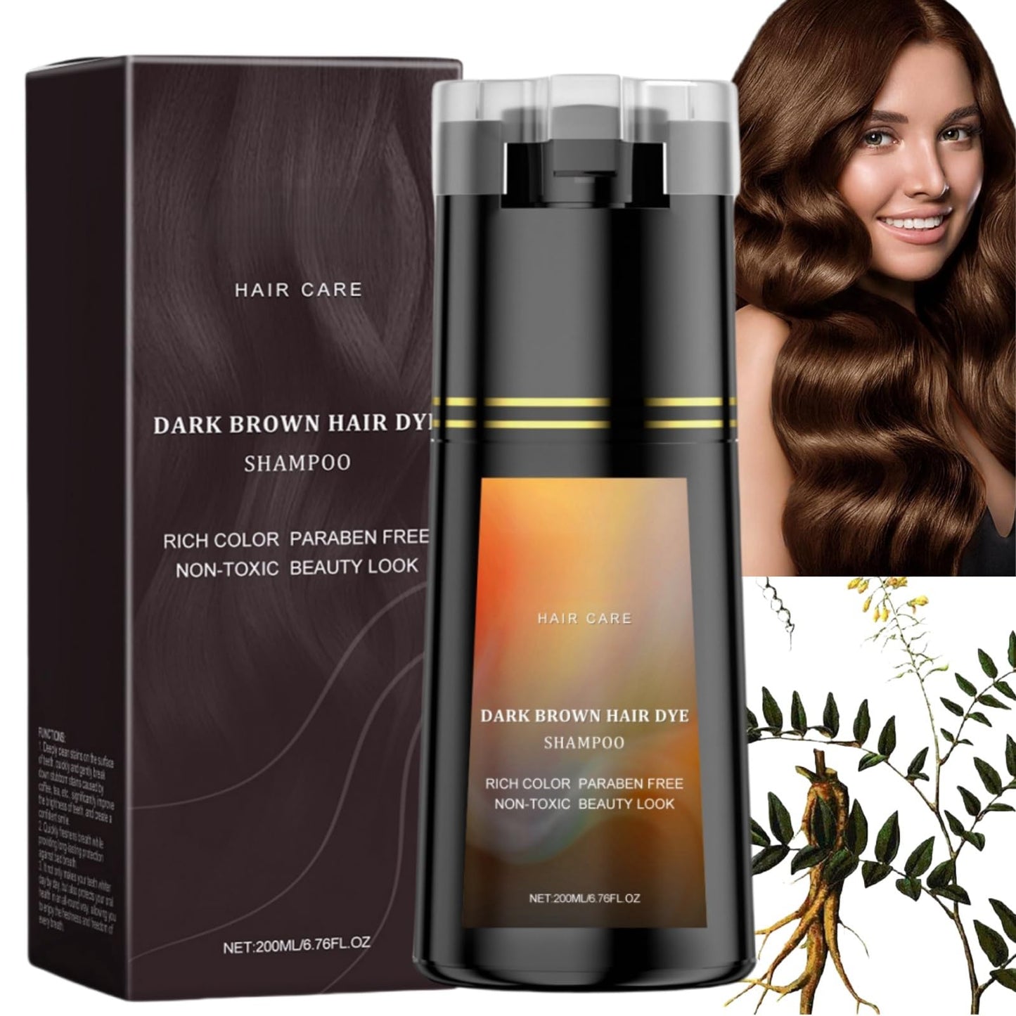 SingHao Polar Hair Dye Shampoo,3 in 1 Sha/mpoo for Color Treated Ha/ir,Nova Hai/r D/ye Sham/poo,Dark Brown Hai/r Dy/e Permanent,H/air D/ye Care,Ha/ir Care Instant Dy/e Shamp/oo,H/air Color Sh/ampoo#Dark Brown