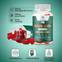 ProNutriWorld Ashwagandha & Chamomile Gummies High Strength Root Extract | Natural Stress Relief & Better Sleep Botanical Blend with Vitamin B6 & Lavender - 60 Two-a-Day Gummies | Mango Flavour