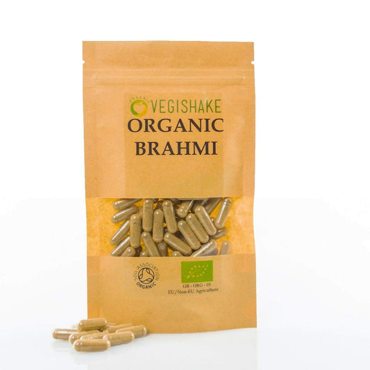 vegishake Organic Brahmi HPMC Capsules 1000mg Herbal Remedy Stress Relief Memory Boosts Vegan Halal Kosher (60 Capsules)