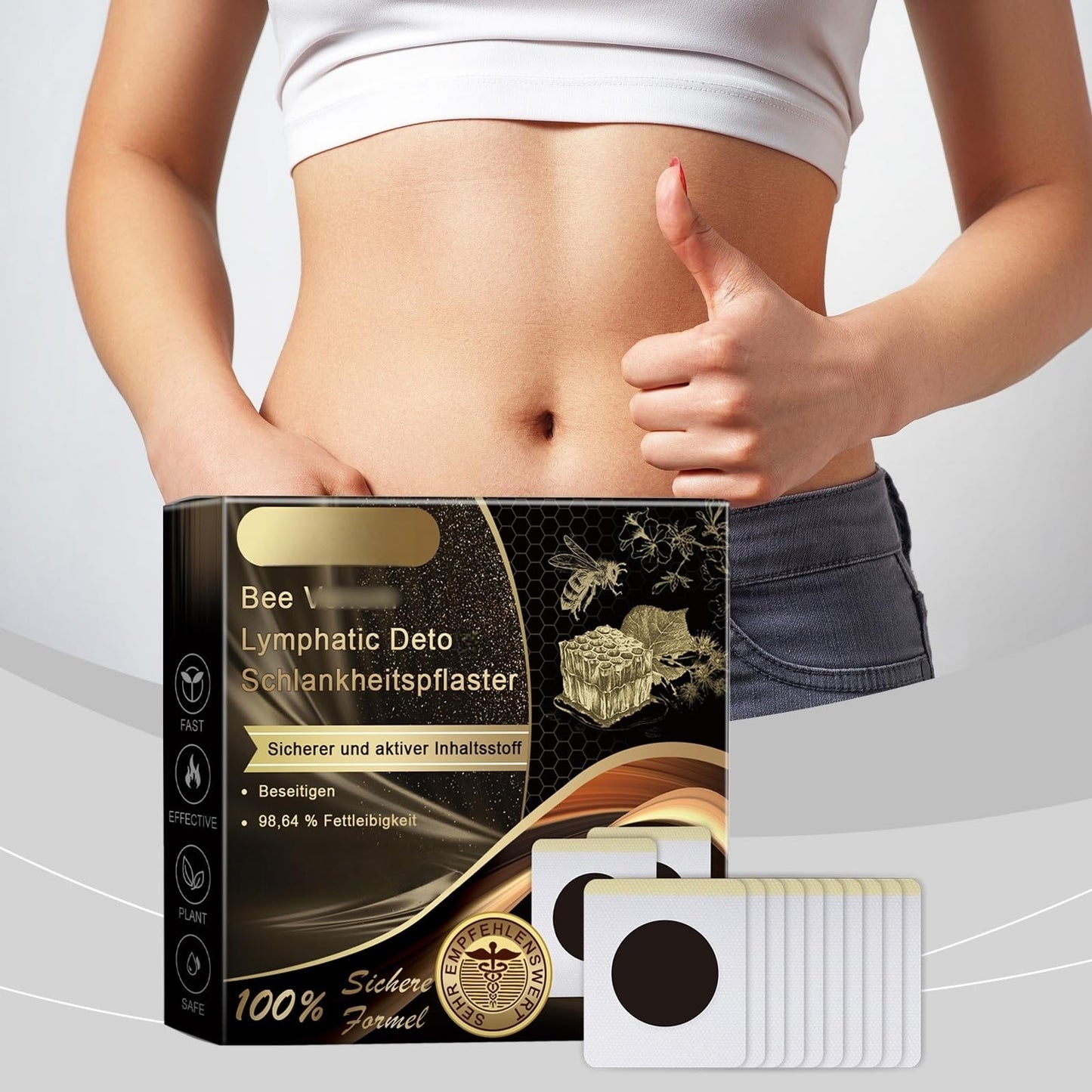 Xunzhi 10PCS Bee V-enom Patches,S-lim Patch,S-haping Firming Body Patch,W-eight L-oss Patches,Body S-haping Stickers,D-iet Patches for All Skin Types,Bee V-enom Friming Patches,Firming Tighten Plasters