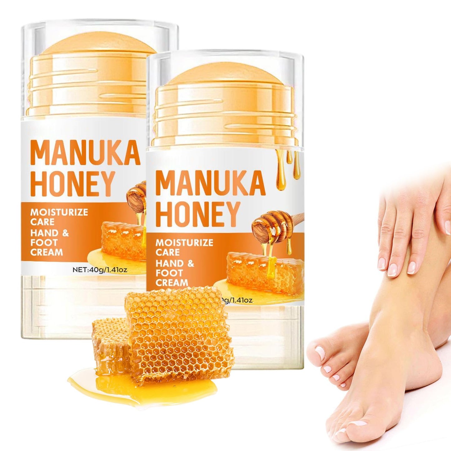 Generic Honey Foot Cream Hand Cream Cracked Heel with Deep Moisturizing Formula Enriched with Shea Butter for Dry Feet Hands Intensive Care Skin Barrier (Honey Foot Cream)