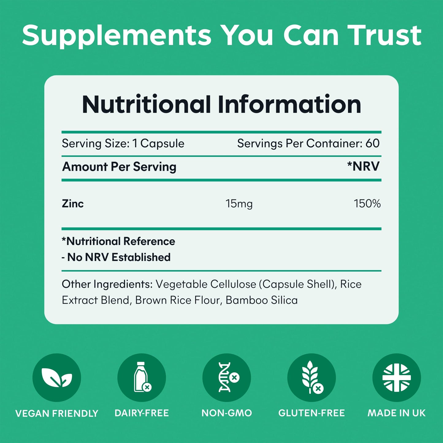High Strength Zinc Supplement 15mg - Chelated Zinc Bisglycinate - 60 Vegan Capsules - High Absorption - for Men and Women - Made in The UK by Purolabs