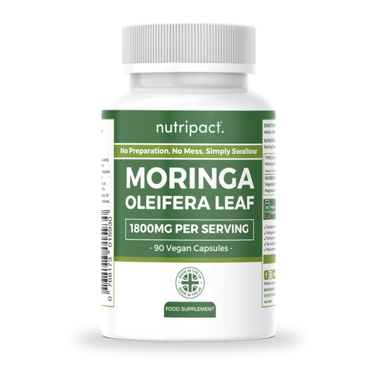 Nutripact Moringa Oleifera Capsules - 1800mg per Serving - Pure Moringa Powder Supplement (not Tablets) - 90 Vegan Caps - High Strength Moringa