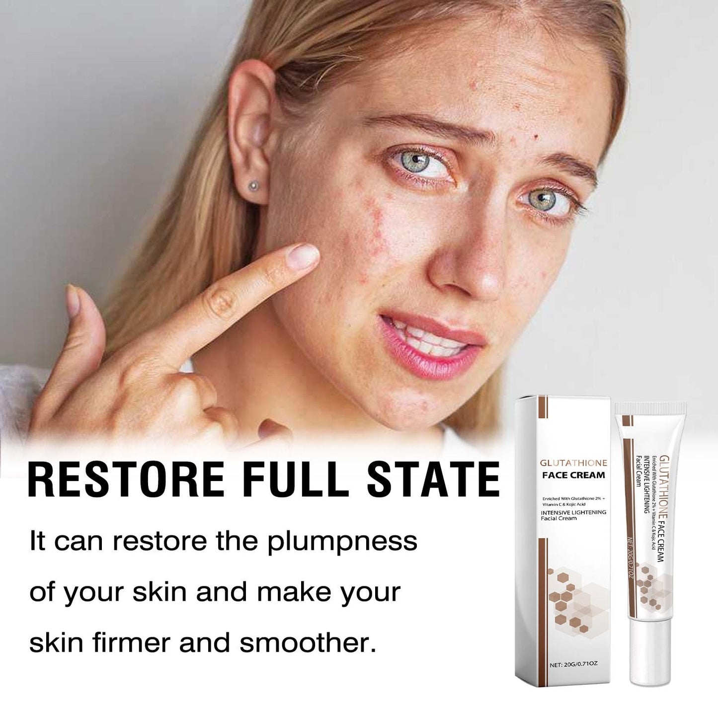 ISBEAUSOLS Glutathione Face Cream 2PCS - Kojic Acid Face Cream for Skin Tone Correcting - Vitamin C Face Cream - Face Moisturiser Cream - Skin Care Face Cream - Anti Wrinkle, Anti Aging