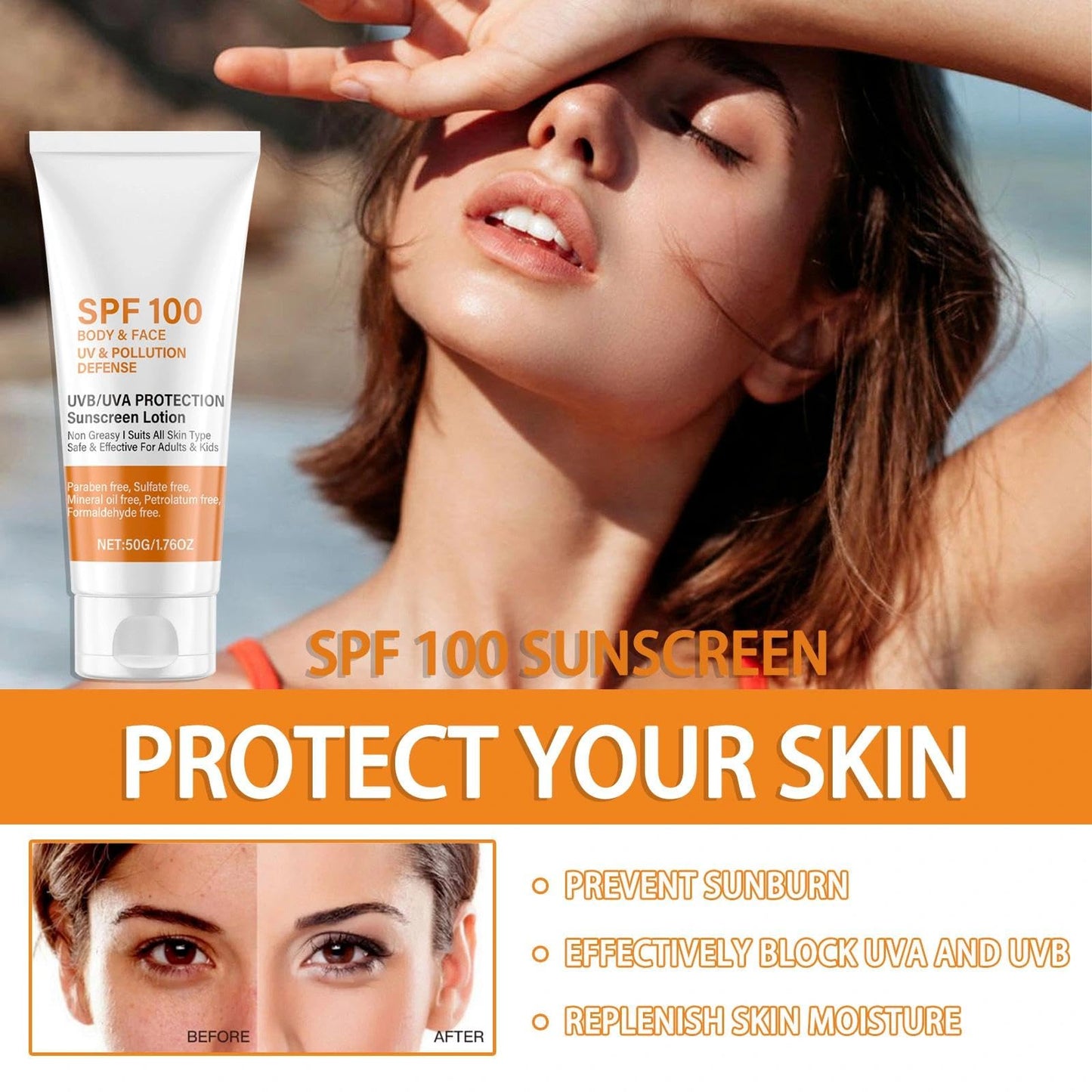 Maggikey SPF 100 Sunscreen - Face Sunscreen - Waterproof Moisturiser With UVB/UVA Protection Sun Cream - Factor 100 Sun Cream Anti Wrinkle Prevent Sunburn 50g