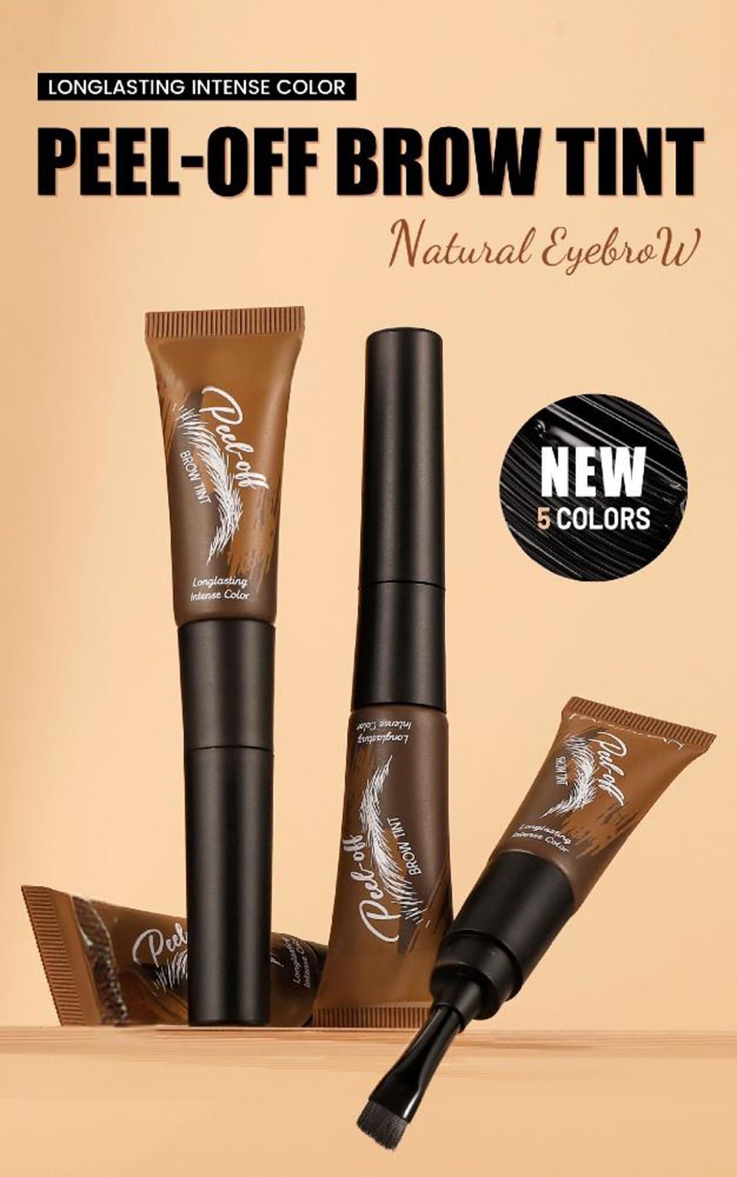 Generic Eyebrow Tint Waterproof Brow Gel, Eyebrow Dye Gentle Formula For Sensitive Skin, Eyelash Tint 2-in-1 DIY Kit With Tools, Brow Dark Natural Peel Off Gel (2# Espresso)