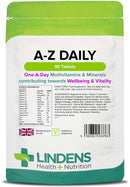 Lindens Multivitamin A-Z Daily Tablets - 90 Pack - Perfect Vitamin & Mineral Balance of Vitamin A, C, D, E, B1, B2, B3, B6, B12, Folic Acid, Magnesium, Iron, Zinc & Iodine - UK Manufacturer, Letterbox Friendly