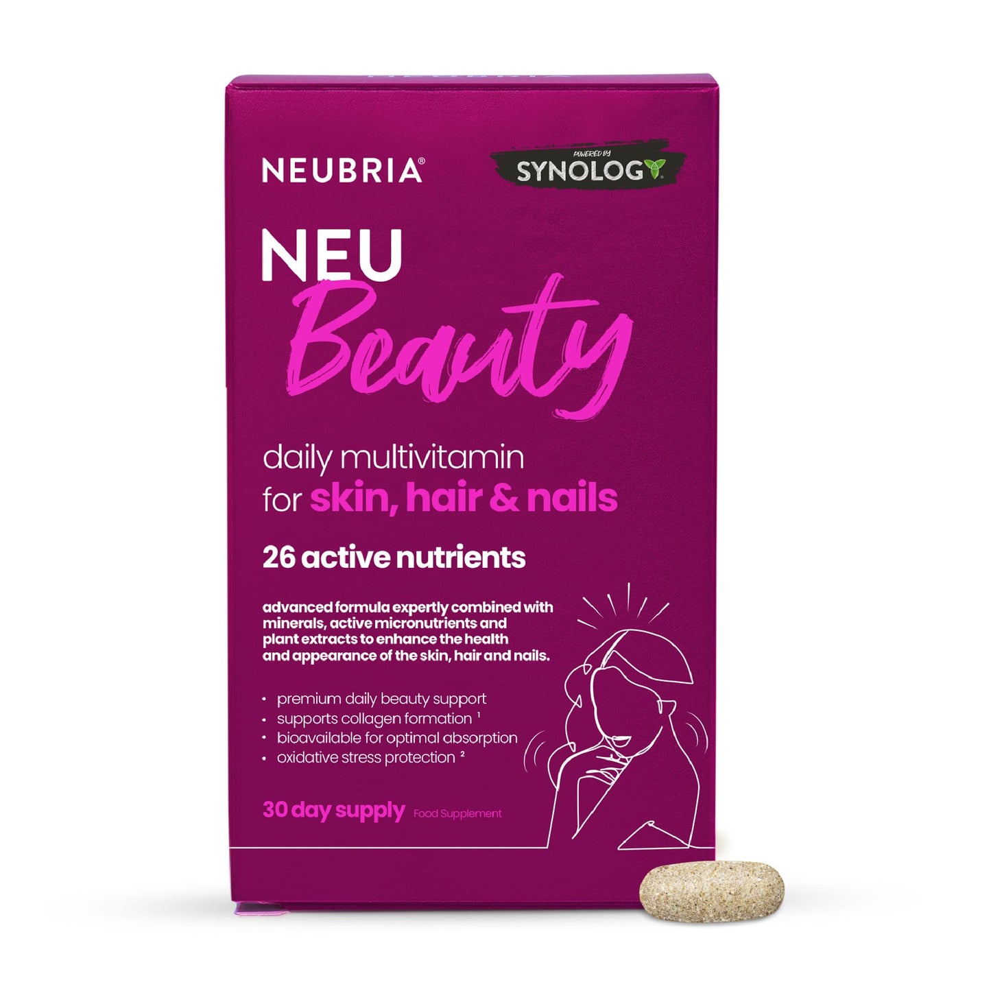 NEUBRIA NEU Beauty Multivitamin & Collagen for Skin, Hair & Nails – Botanicals, Biotin, & Antioxidants – Supports Anti-Ageing, Hydration & Elasticity, Wrinkles, Hair Growth Supplement – 30 Tablets