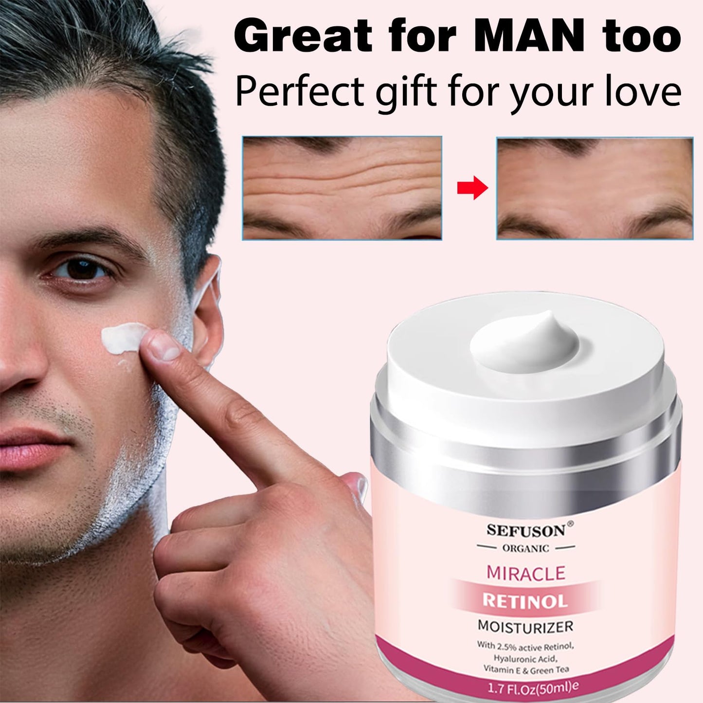 Retinol Moisturizer Cream,For Face&Eye Area Anti Aging Wrinkles & Acne & Fine Lines,with Vitamin E&Hyaluronic Acid & Jojoba Oil.Best Night&Day Facial Cream.With 2.5% Active Retinol (50Milliliter)
