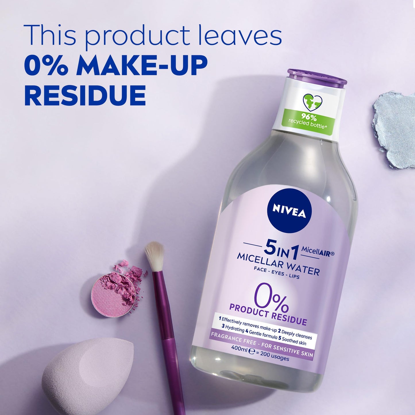 Nivea All Skin Type Make-Up Remover Micellar Water, 400 ml