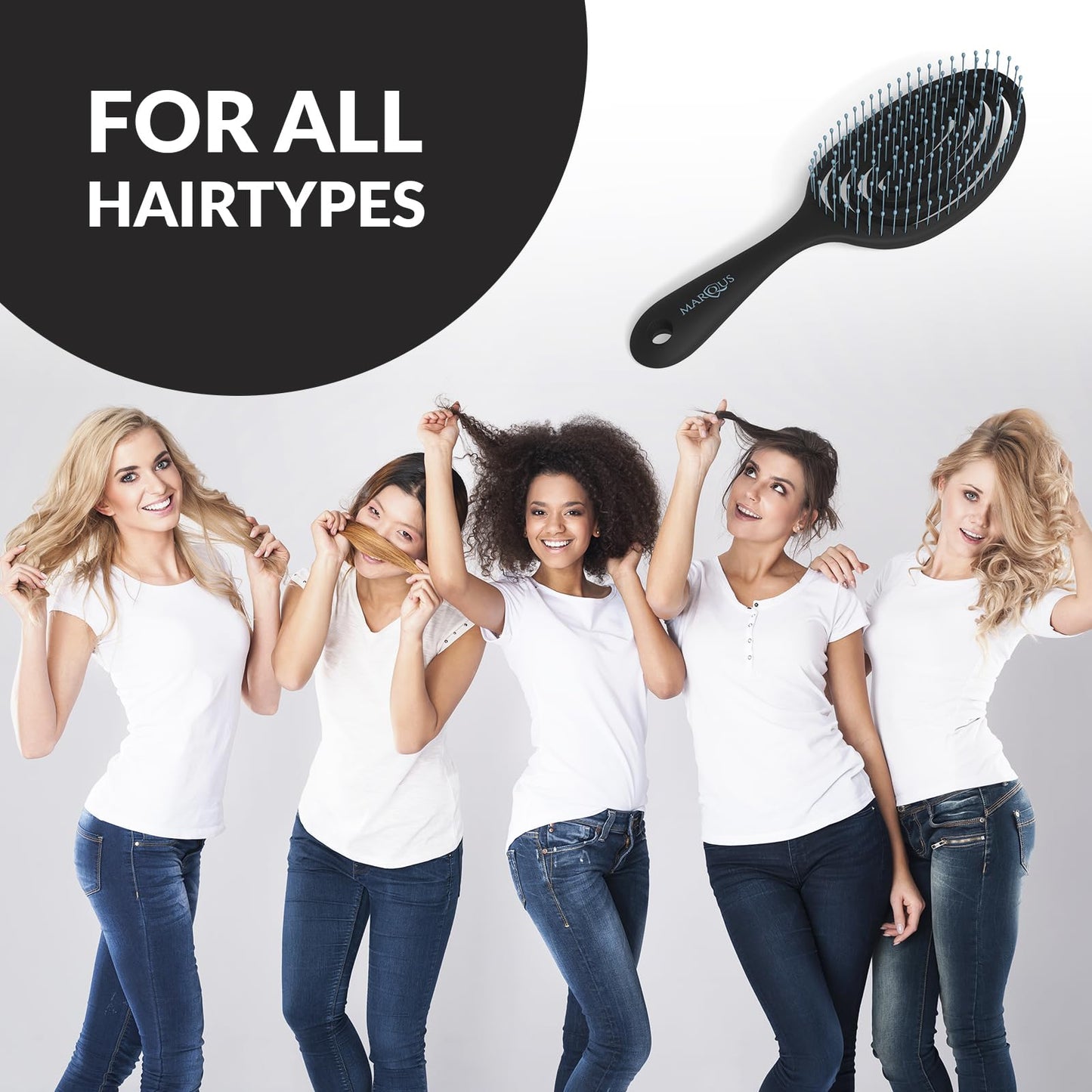 marQus Detangle Hair Brush women and men, Exclusive Ultra-soft bending Bristles and Body - Glide Through Tangles With Ease For All Hair Types - Women, Men, Wet And Dry Hair, 1pcs Turquoise Brush