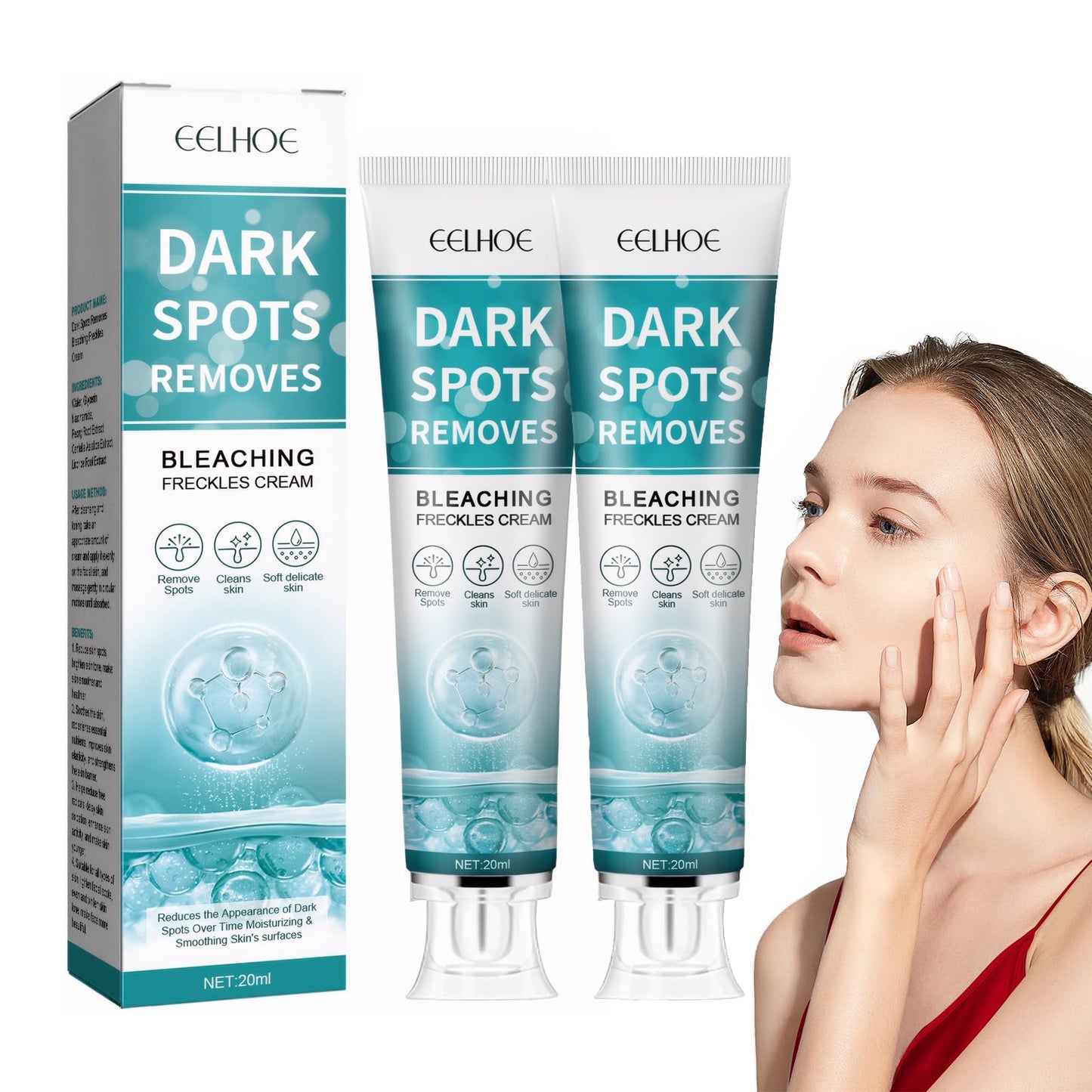 Nadiaen 2 Pcs Dark Spot Remover for Face,Age Spot Remover Hyperpigmentation Treatment-Sun Spots and Melasma Treatment Cream for Face, Pigmentation Freckle Removal Cream