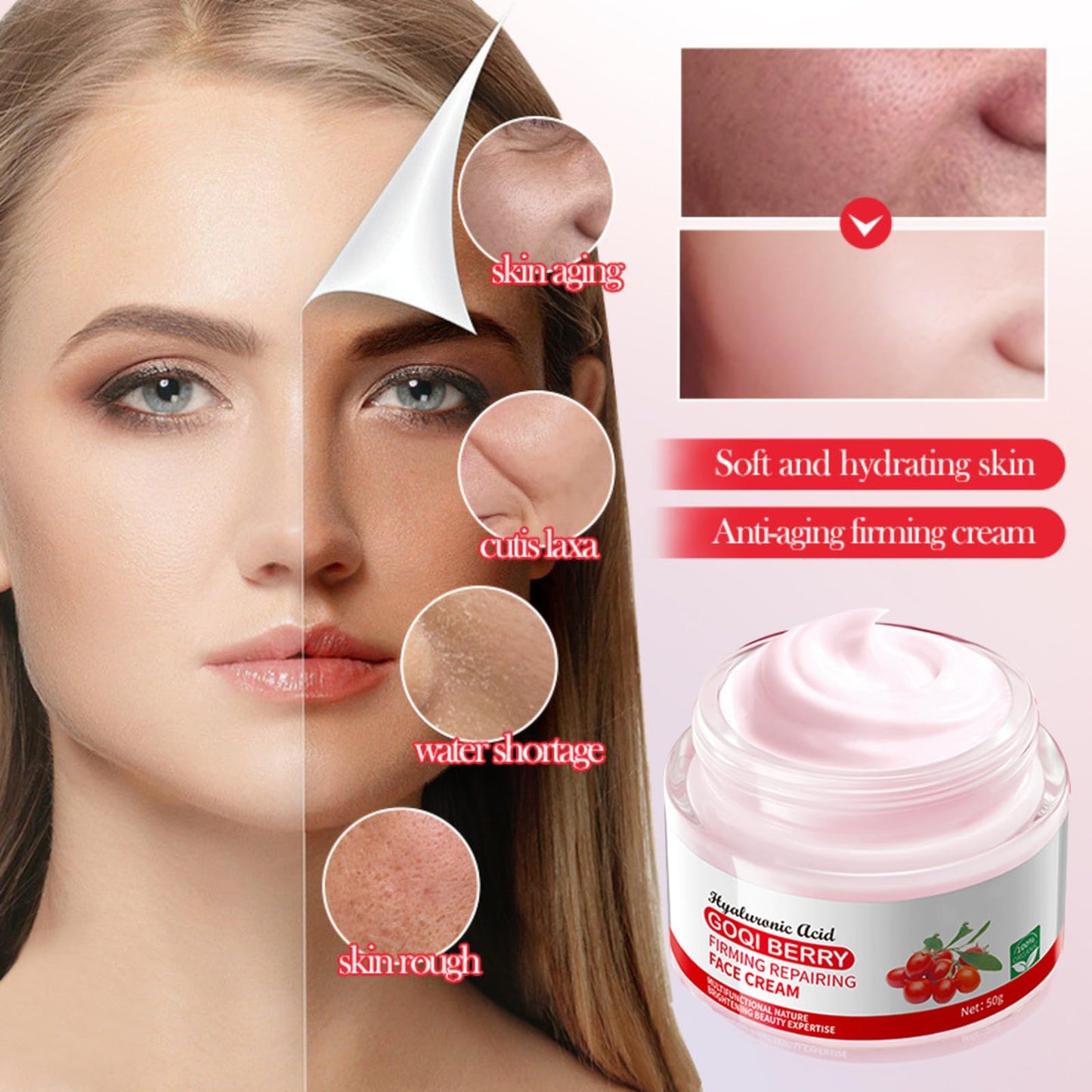 ISBEAUSOLS Go-ji Berry Facial Cream for Wrinkles,Go-ji Berry Anti-Aging Facial Cream for Skin,Goji Be-rry Face Cream with Retinol & Hyaluronic Acid,Skin Tightening Cream for Face,Day and Night Repair Creams