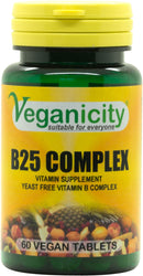 Veganicity B25 Complex : Vitamin B Supplement : 60 Tablets, in a Planet-Friendly 99% reccyled Pot