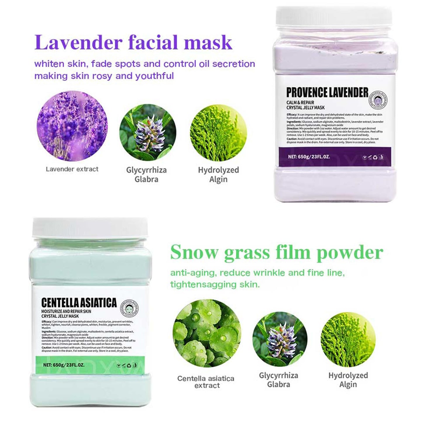 ChicNana Jelly Face Mask Peel Off Powder 650g Moisturizing and Hydrating Repair and Smooth Skin Care for Home Salon Spa (Centlla Asiatica)