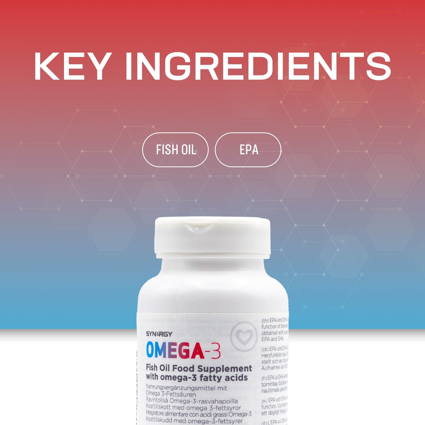 Synergy Worldwide Omega-3 60 Capsules | High Potency Fish Oil Supplement for Heart, Brain & Eye Health | 1000mg Fish Oil | Supports Normal Brain Function, Heart Health & Vision | 68,8 g