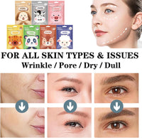 Kids Face Masks, Personalised Face Masks, Animal Face Mask For Kids, Sheet Face Masks Set, Spa Party Facial Mask Skincare Set, Kids Skincare,Kids Pamper Sets For Girls (7Pcs)