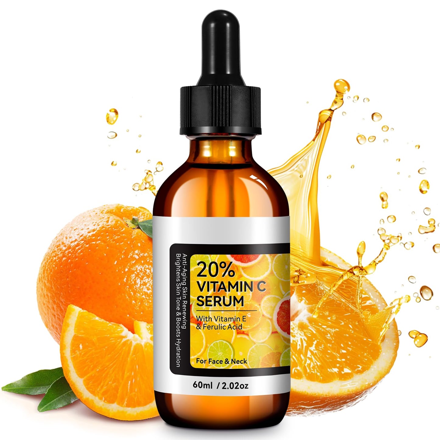 Generic Vitamin C Serum for Face Hyaluronic Acid Powerful 20% Vit C Serum for Dark Spots, Wrinkles & Fine Lines Anti Aging, Collagen Boosting & Skin Brightening Facial Serum Skin Care Women/Men 60ml