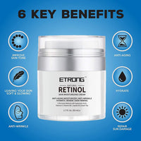 Retinol Moisturizer Cream,ETRONG Anti-aging Wrinkle Night/Day Cream for Face and Eye with 2.5% Retinol,Hyaluronic,Vitamin E and Jojoba Oil (100 ml)