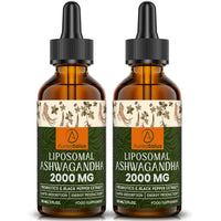 AureaSalus Liposomal Ashwagandha Drops 2000mg, Pure Natural Ashwagandha Extract, Enrich Probiotics & Black Pepper Extract, Stress Relieve Supplements, Increase Energy 60ML (60 ml (Pack of 2))