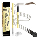 Shengqialun Dual-Ended Eyebrow Pencil & Eyebrow Gel, 2 In 1 Eyebrows Pen, 4-Fork Tip Brow Pencil, Long-Lasting Eye Brow Pencils For Natural Looking Defined Eyebrows, Black Brown